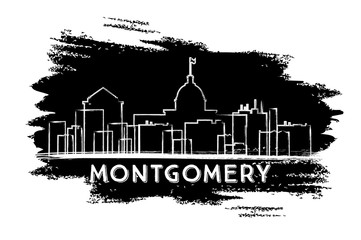 Montgomery Skyline Silhouette. Hand Drawn Sketch.