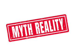 myth reality red stamp style