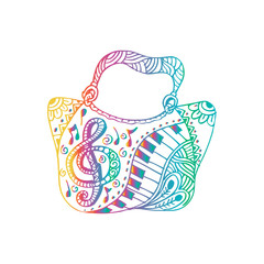 Sketch bag with music background.  Doodle style.