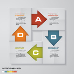4 steps process. Simple&Editable abstract design element. Vector.