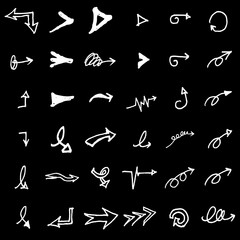 Vector hand drawn arrows set chalkboard