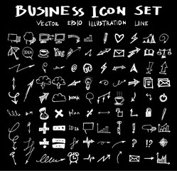 Business arrow bubble set sketch vector ink doodle on chalkboard eps10