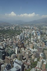 Views across the city of Santiago from the observations deck of the Gran Torre Santiago / Costanera Center.