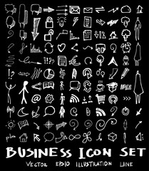 Business arrow bubble set sketch vector ink doodle on chalkboard eps10