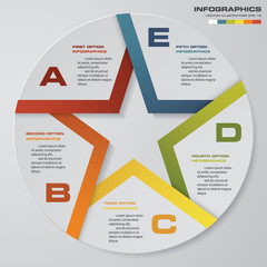 Abstract 5 steps pie chart presentation. EPS10.