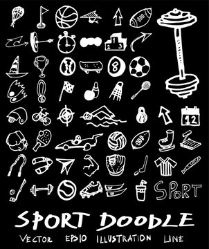 Doodle line sports  Vector illustration chalkboard eps10