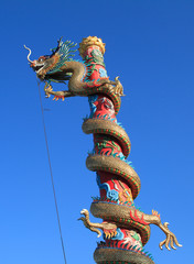 Chinese dragon on beautiful sky background.