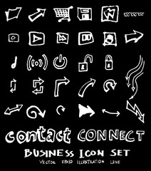 Business set sketch vector ink doodle on chalkboard eps10