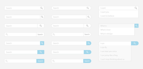 Search bar set for web design, vector illustration