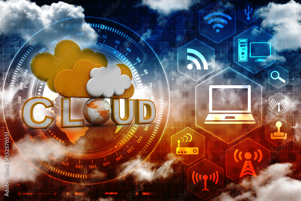 Poster 3d rendering technology cloud computing
