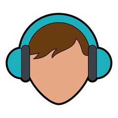 person wearing headphones icon image vector illustration design 