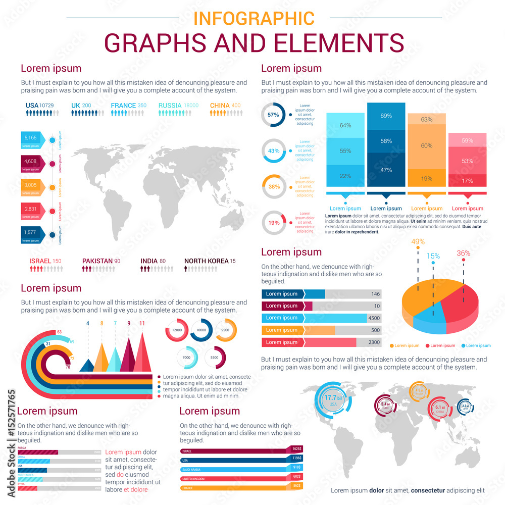 Poster Infographic design elements with graph and chart