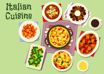 Italian cuisine healthy dishes for lunch icon