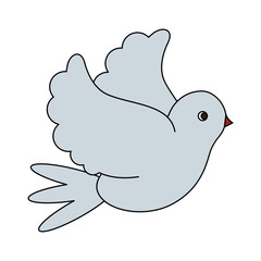 color image side view dove bird flying vector illustration
