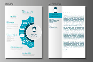 Resume and Cover letter collection.  Modern CV set with Infographics elements.