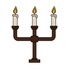color image candlestick with base and candles vector illustration