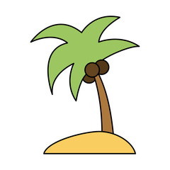 color image island tropical palm trees with coconuts vector illustration