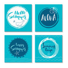 Collection of 4 Beautiful summer posters with hand drawn lettering