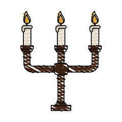 color crayon stripe image candlestick with base and candles vector illustration