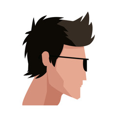 avatar head guy young profile vector illustration