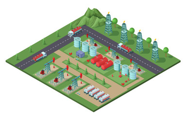 Isometric Industrial Oil Field Plant Concept