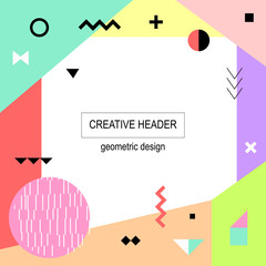 Vector Abstract artistic header background. Modern and stylish abstract design poster, cover, card design.illustration for your design. Memphis style