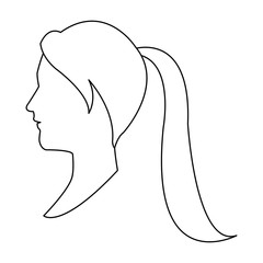 profile head woman with ponytail outline vector illustration