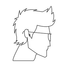 avatar head guy young glasses profile outline vector illustration