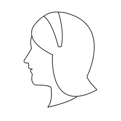 profile head woman with diadem hair outline vector illustration