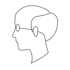 profile head man bald glasses avatar outline vector illustration