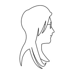 profile head woman with glasses outline vector illustration