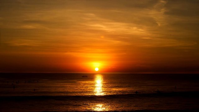 Sunset over Ocean of Beautiful Orange in cinemagraph style