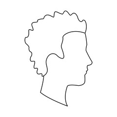 profile head guy young character outline vector illustration