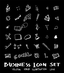 Business set sketch vector ink doodle on chalkboard eps10