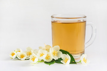 Tea and jasmine flowers