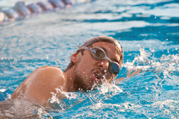 Close-up of swimmer man