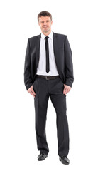 Happy business man on an isolated background