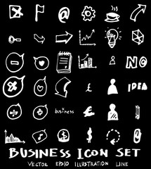 Business set sketch vector ink doodle on chalkboard