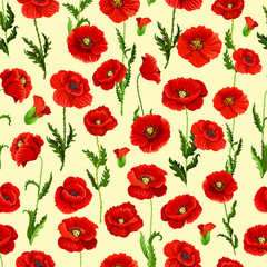 Obraz premium Spring flower field seamless pattern background