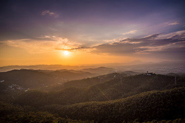 Barcelona Sunset from Mountain Tibidado 