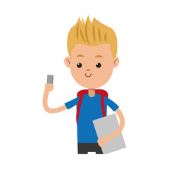 boy happy student young kid vector illustration
