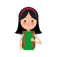 cute girl student elementary cheerful vector illustration