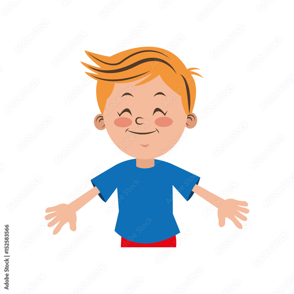 Sticker boy happy student young kid vector illustration