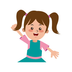cute girl student elementary cheerful vector illustration