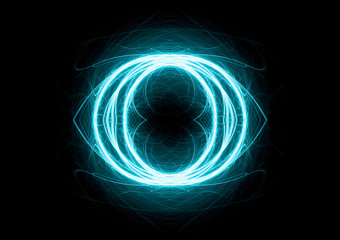 Cyan circle lightning, abstract electric element