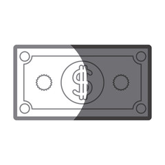 grayscale silhouette of dollar bill vector illustration