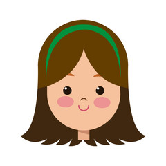portrait pretty little girl happy vector illustration