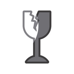 Obraz premium grayscale silhouette of fragile packaging symbol broken wine glass vector illustration