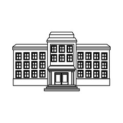 school building facade flag windows vector illustration