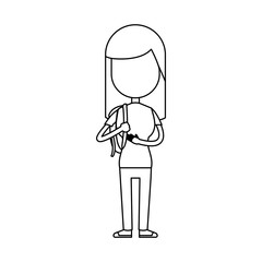 funny character girl student school people vector illustration